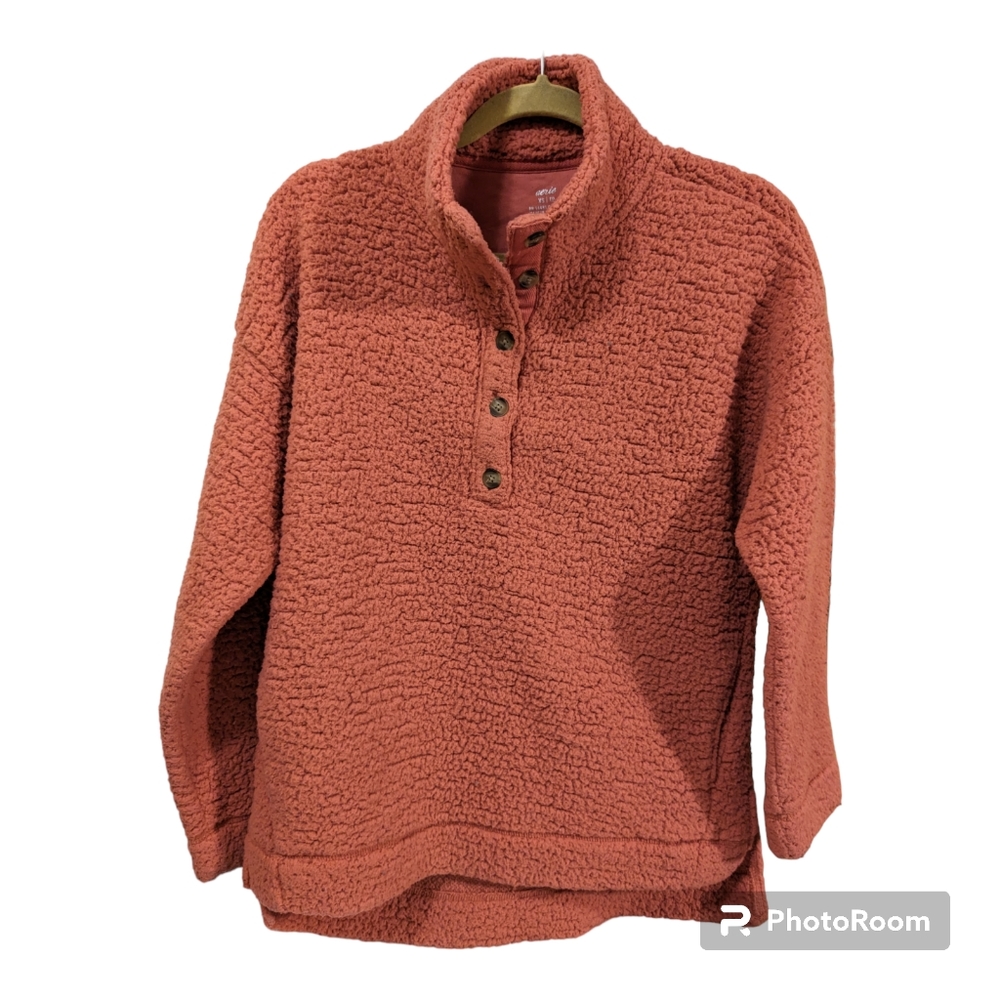 Aerie Cloud Sherpa Oversized Pullover Size XS Coral